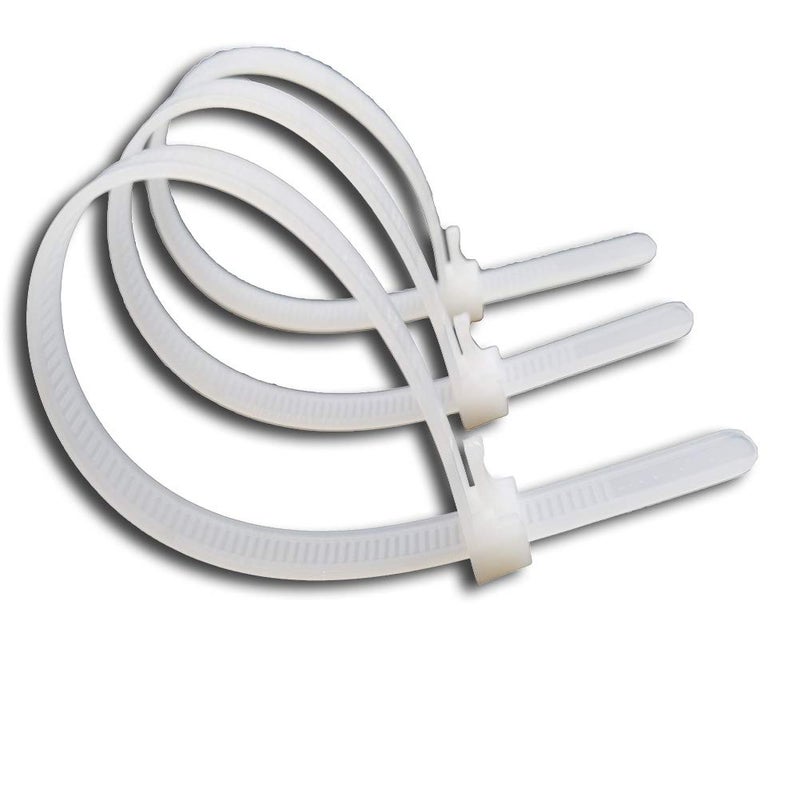 Superun Releasable Zip Ties 8 Inch, 50 Lbs Tensile Strength Wire Ties (Reusable Cable Ties) Pack of 100 White - Image 2